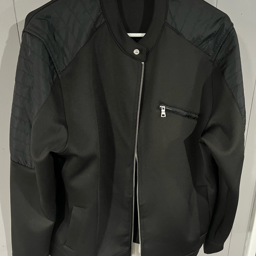Men's Black Quilted Bomber Jacket